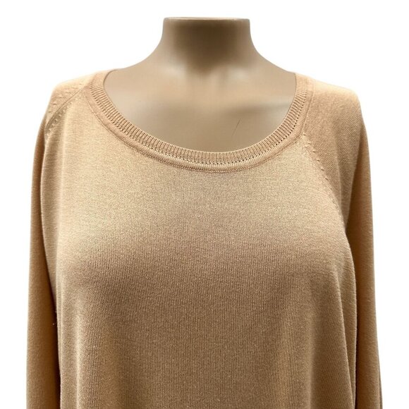 Zara Lightweight Split Hem Knit Long Sleeve Pullover Sweater Tan Womens M - Picture 10 of 10